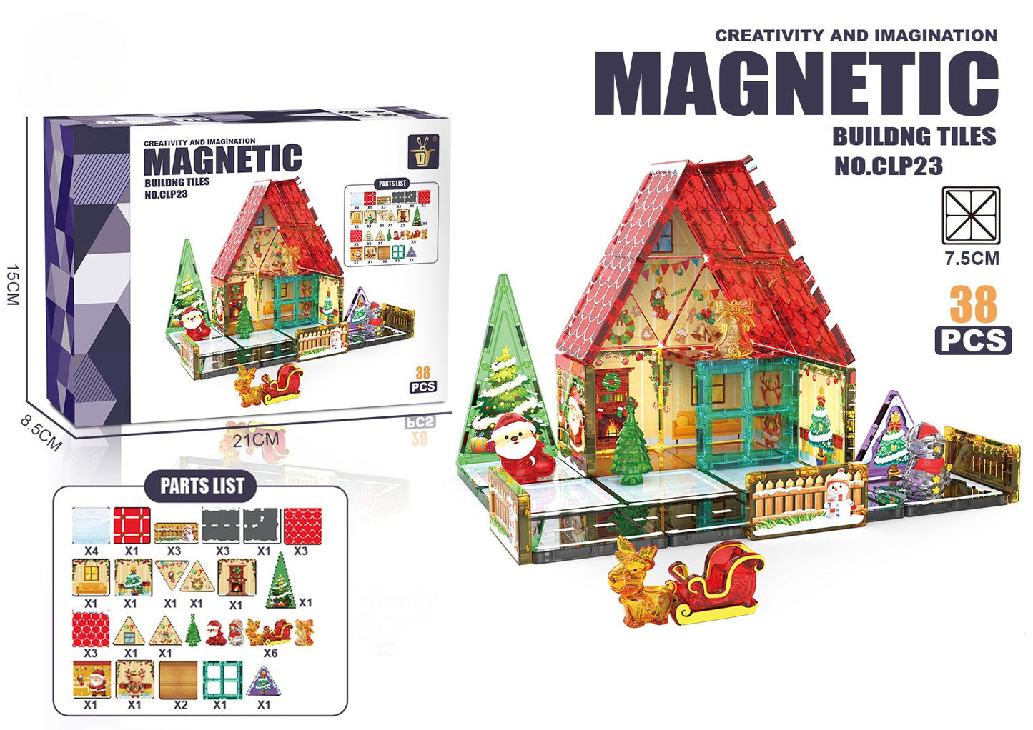 Magnetic Tiles Christmas Themed Set 38 Pcs