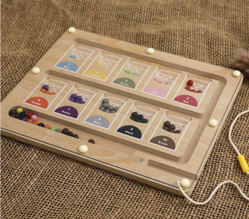 Magnetic Color & Number Maze: Wooden Montessori Sorting Toy – Shapes ...