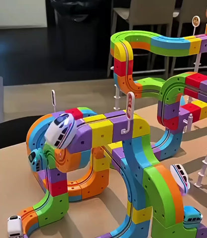 Versatile 3D Trackcar Electric Levitation Rail Train Set - 224-Piece Deluxe DIY Building Track Toy with USB Rechargeable Train for Kids Aged 3+