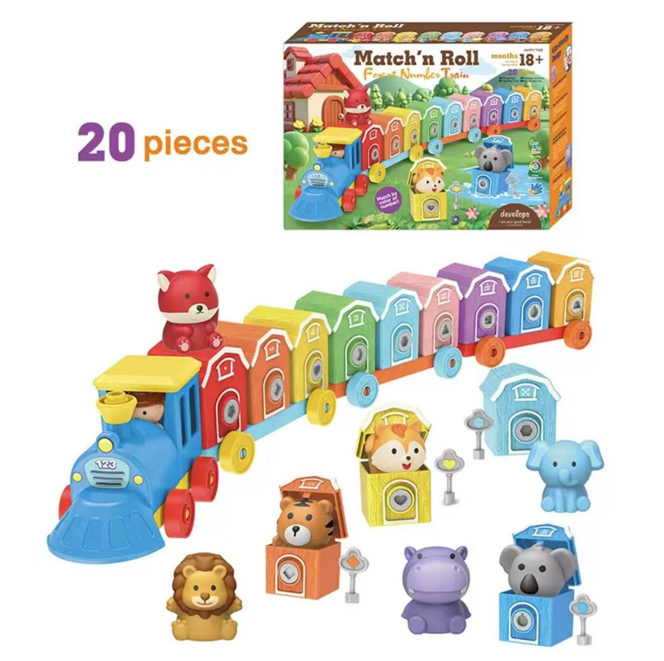Match 'n Roll Forest Number Train - 20-Piece Educational Animal & Number Matching Toy Set for Toddlers 18+ Months