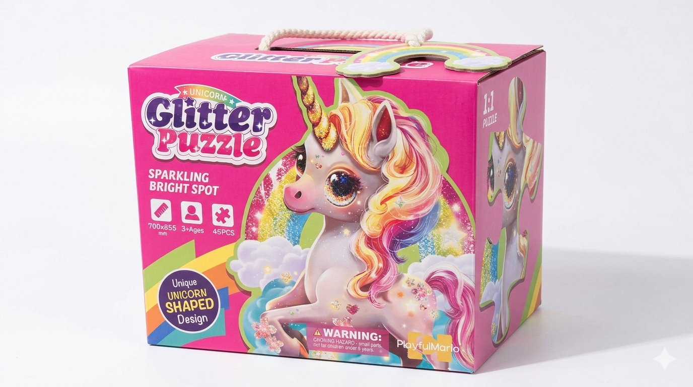 Unicorn Glitter Puzzle – 45-Piece Sparkling Puzzle