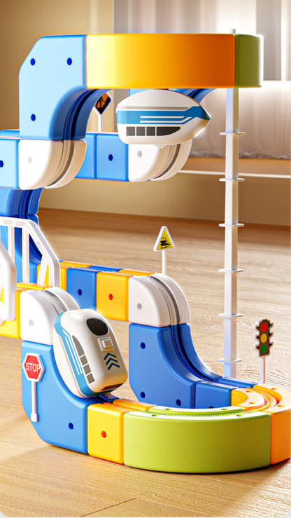 Versatile 3D Trackcar Electric Levitation Rail Train Set - 224-Piece Deluxe DIY Building Track Toy with USB Rechargeable Train for Kids Aged 3+