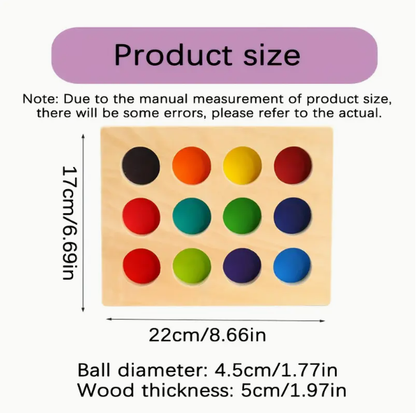 Wooden Rainbow Color Matching Balls Puzzle